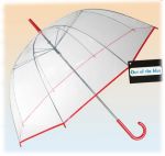 Parasol przezroczysty z czerwoną rączką- duża otwierana ręcznie parasolka