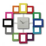 Zegar z kolorowymi ramkami na zdjęcia - metalowe z szybką